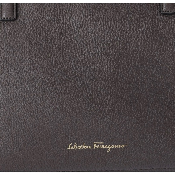 Salvatore Ferragamo Amy Medium Top Zip Shoulder Tote Bag Leather Dark Gray - Picture 2 of 11